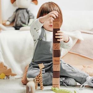 Wooden Number Cube Building Blocks Set