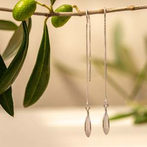 The Olive Leaf Collection: Petite Olive Leaf Threader Earrings