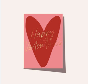 Valentines: Happy Valentines - Red Heart Card