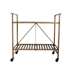 Furniture: Industrial Trolley - Antique Brass Finish