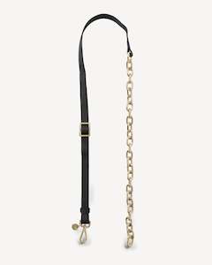 Gold Link + Black Leather Feature Strap