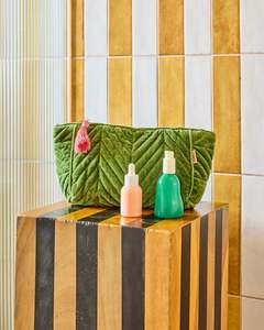 Moss Velvet Toiletry Bag