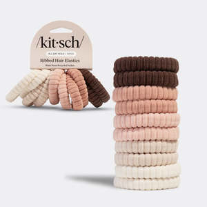 Kitsch - Ribbed Hair Elastics - Blush 10pc