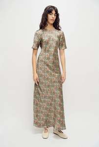 Womens Clothing: Short Sleeve Bias Cut Dress - Sugar Floral