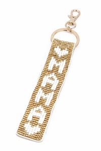 Accessories: Gold and Cream beaded 'Mama' key ring or bag charm