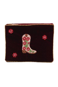 Accessories: Cream cowgirl boot coin purse