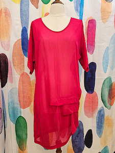 MOOCHI Drape Fuschia Dress