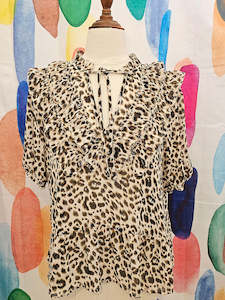 DOTTI Animal Print Ruffle Top