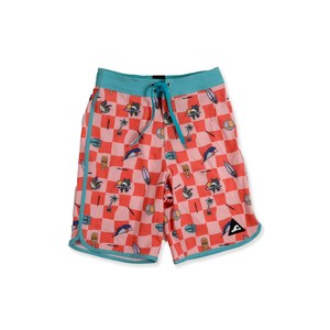 Boys Swimwear: CHECK ME LONG BOARD SHORT - Red Check