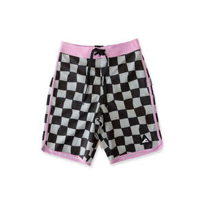 Boys Swimwear: CHECK LONG BOARD SHORT - Check Purple