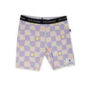 GIRLS BIKE TIGHTS - Purple Check