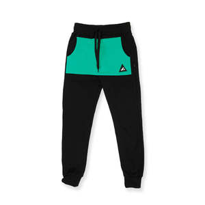 Boys Bottoms: POCKET TRACK PANT - Black Green