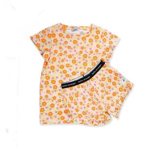 Girls Pjs: GIRLS SUMMER PJS - Orange Floral