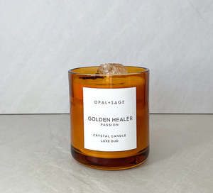 Opal Sage: GOLDEN HEALER QUARTZ CRYSTAL CANDLE