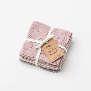 Over The Dandelions: Organic Cotton Wash Cloth Set Rose.