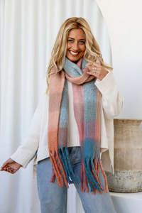 New: Wrap Scarf - Coral Aqua