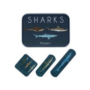 Featured Collections: Rex London - Sharks Plasters In A Tin (Pack Of 30)