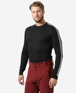 Mens Baselayers: HH LIFA STRIPE CREW, Black