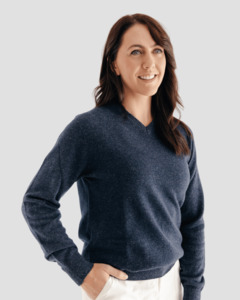 Hemprino V Neck: Classic V-neck W - Navy