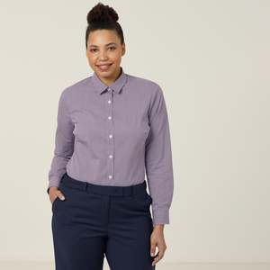 Womens Avignon Gingham Check Stretch Long Sleeve Slim Shirt