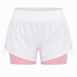Kids: Girl's drawstring tennis shorts - White/Pink