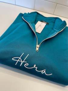 Sweatshirts: Muse Sweatshirt - Green 1/4 zip up