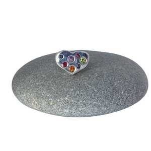 Gem Studded Heart Signet Ring - Size G 1/2| 3 5/8