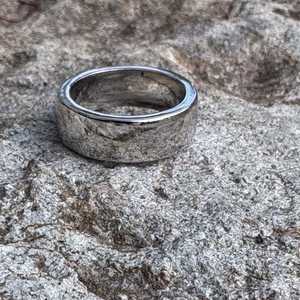 Rings: Polished Finish Mens Wedding Ring - Platinum