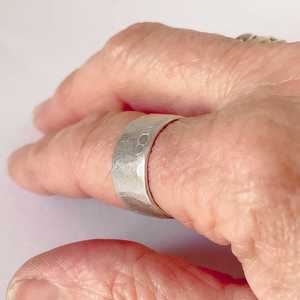 Rings: Textured Wide Organic Ring Band  in Sterling Silver - V3a