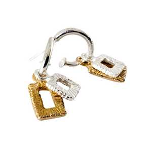 Earrings: Rectangular Strata Charm Earrings – Mixed Metal