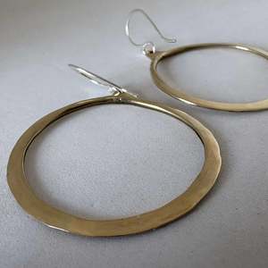 Earrings: Lunar Eclipse Hoop Earrings in Golden Bronze with Sterling Silver Hooks