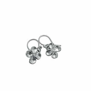 Earrings: Hydrangea Flower Dangle Earrings in Sterling Silver
