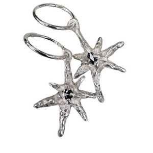 Faerie Star Charm Earrings With Blue Sapphires