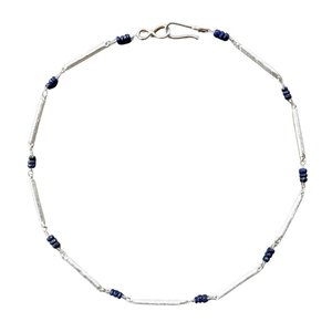 Necklaces: Line Chain Necklace - Blue Sapphire and Sterling Silver