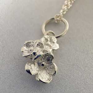 Necklaces: Dainty Flower Bouquet Necklace in Sterling Silver