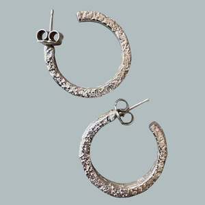 New: Sandcast Sterling Silver Hoop Earrings