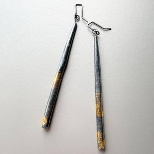 Wrapped Keum-Boo Tapered Column Earrings in Silver & Gold