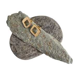 Modernist Earrings No. 5a - Geometric Cutout Square Stud Earrings in 18ct Gold Plate