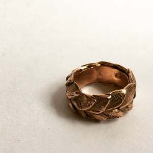 Band Rings: Gold Double Leaf Wedding Band