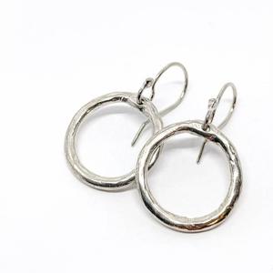 Organic Circle Sterling Silver Hoop Earrings: Timeless Style