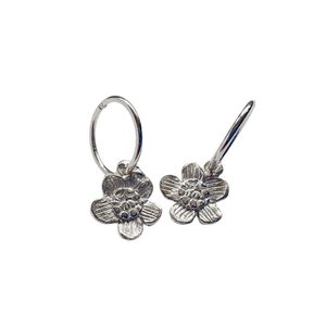 Daisy Charm Sterling Silver Sleeper Earrings