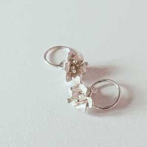 Hoop Earrings: Freesia Flower Charm Hoop Earrings