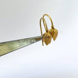 Hoop Earrings: Stylised Golden Snowdrop Flower Earrings in 18ct Gold Plate