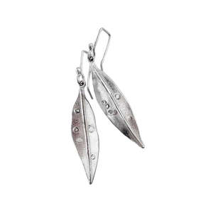 Dangle Earrings: Pohutukawa Leaf Pendant Earrings | Sterling Silver | Long
