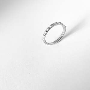 Fluid - 2mm Textured Ring Band - 9ct White Gold