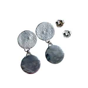 Earrings: Sequin Disc Dangle Earrings – 35mm Sterling Silver