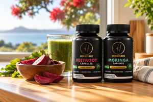 Herbal Supplements Nz: Morning Green Pair: Moringa + Beetroot