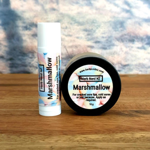 Products: Marshmallow Lip Balm, Organic Herb Nerd NZ