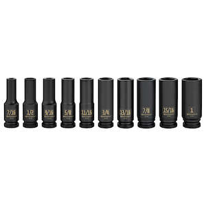Socket Set: 1/2″ Dr 10pc Imperial Deep Impact Socket Set