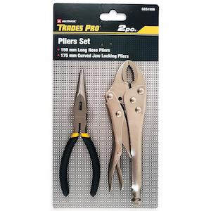 Pliers: Trades Pro 2Pc Pack 150Mm/6" Long Nose Plier & 175Mm/7" Curved Jaw Locking Plier